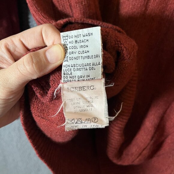 Iceberg Vintage Wool Paris Bernie Italy Made Sweater - Men's Size M - Brown - Picture 6 of 8